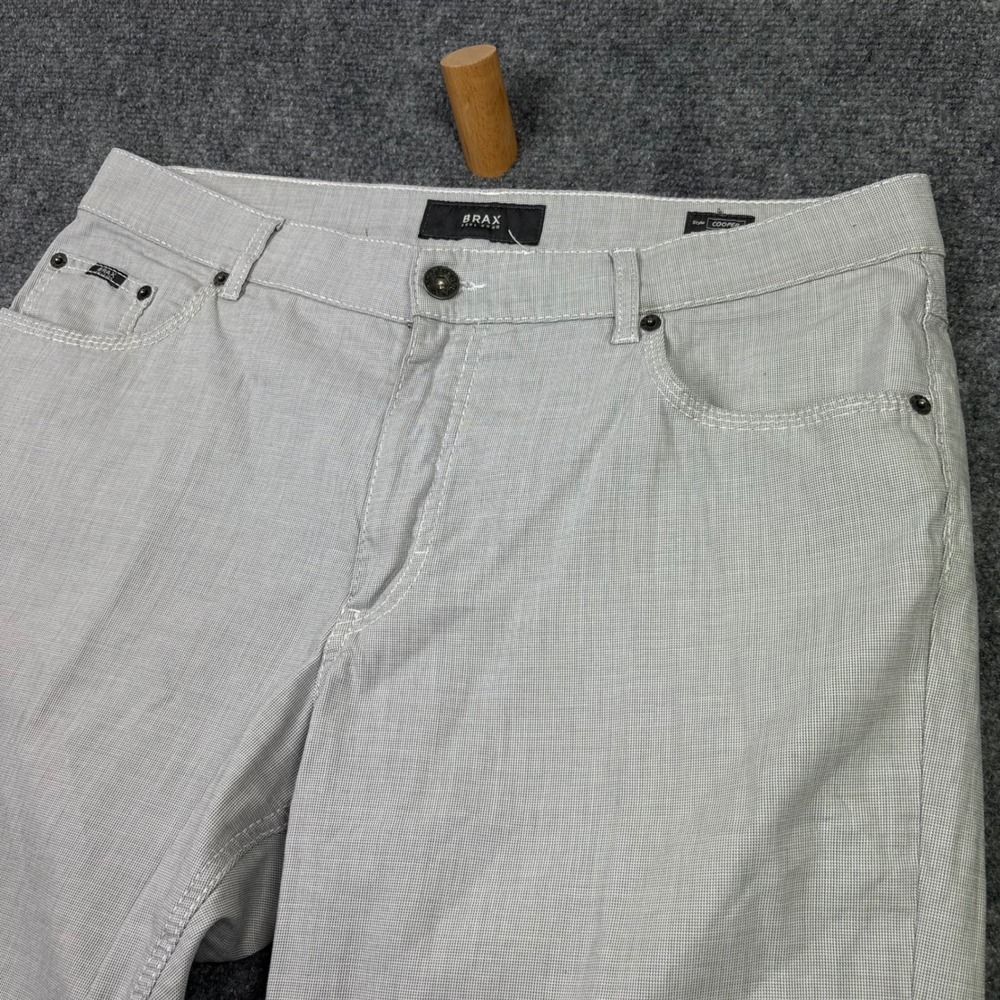 Brax Cooper Fancy BX Pants Mens 38/34 Grey Regular Fit Straight Leg Trousers